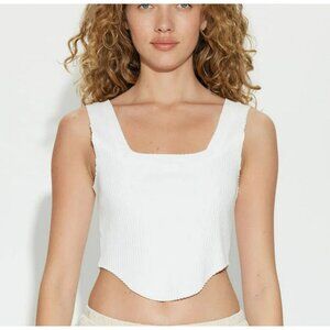 Cotton Citizen white Ibiza Square neck crop Tank Top Size XS NEW